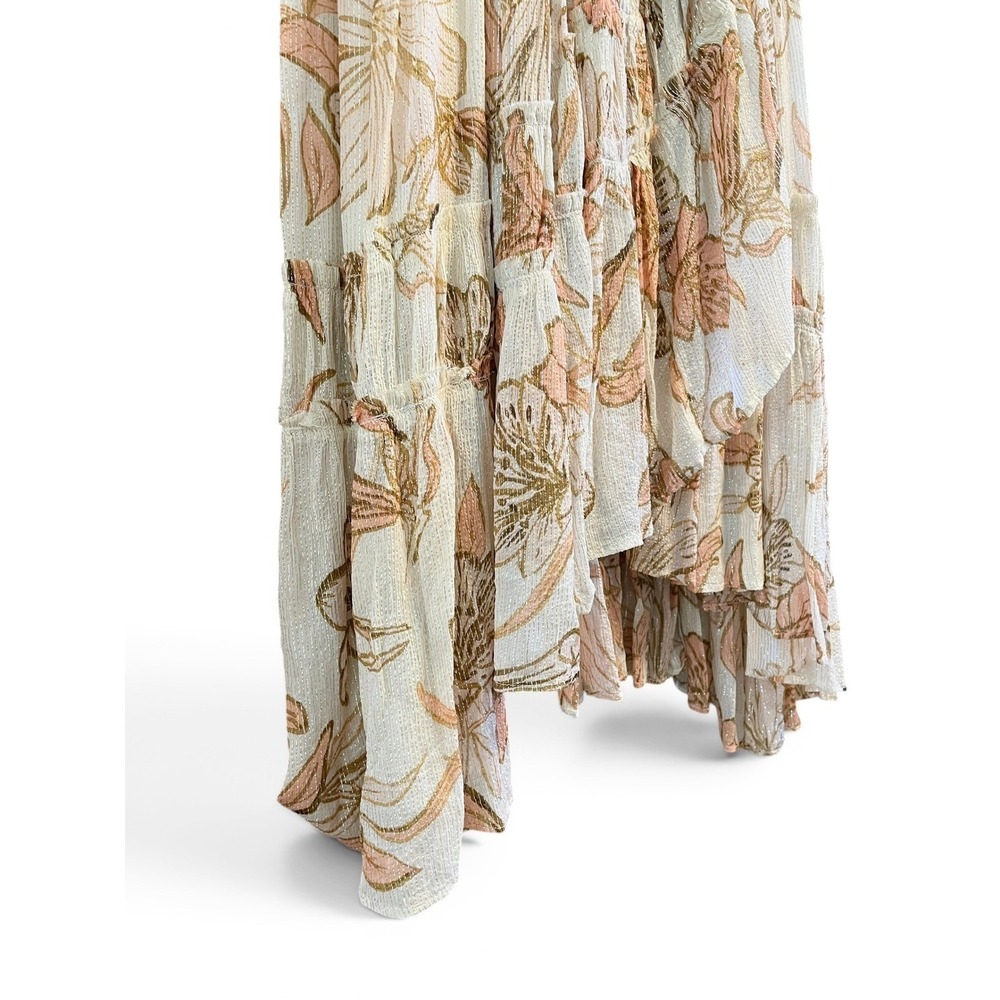 Free People Bare It All Metallic Lurex Floral Maxi Dress Large Boho Festival - Picture 5 of 16